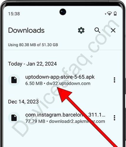 डाउनलोड गरिएको APK फाइल थिच्नुहोस्